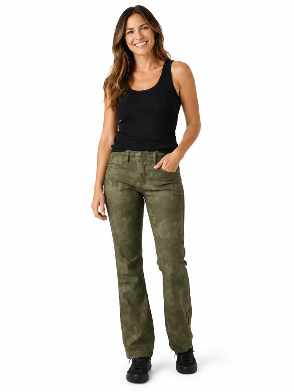 prAna Halle II Pants Womens 6 Sage Green Camo Nylon Hiking Outdoor Utility